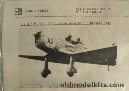 Huma Model 1/72 Klemm KL-35 B/D/106 - German Civil / Swedish Air Force / Luftwaffe - Bagged plastic model kit